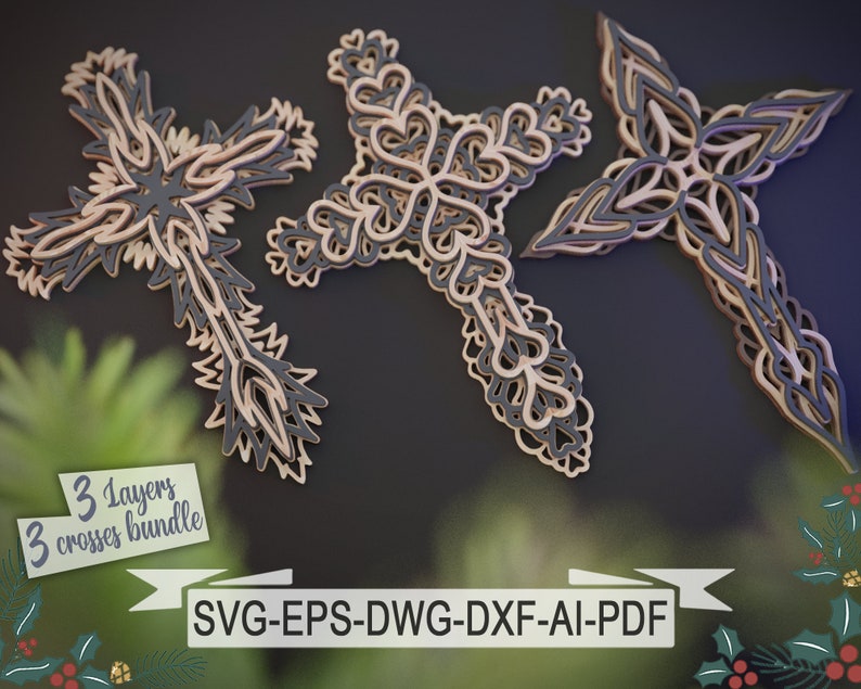 Download Layered Cross Layered Svg 3 Layers Svg Dxf Dwg Ai Glowforge Decoration Crafting Laser Cut Bundle 3 Crosses Cutting Digital Art Collectibles Dekorasyonu Net
