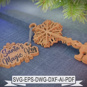 Llave mágica de Santa - Llave de Nochebuena - Glowforge svg,dxf,dwg,ai - Corte, corte láser, svg en capas