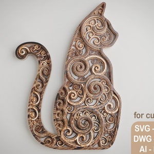 Layered CAT MANDALA Wall Art svg,dxf,dwg,ai Cutting, laser cut, mandala layered svg cut svg