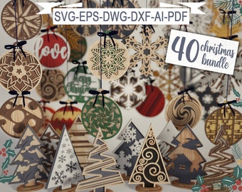 Christmas Decoration Bundle - 40 designs Ultimate Package - Decoration Crafting - svg,dxf,dwg,ai - Cutting, laser cut, layered svg