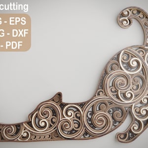 Download Layered Cat Mandala Wall Art Svgdxfdwgai Cutting Laser Etsy