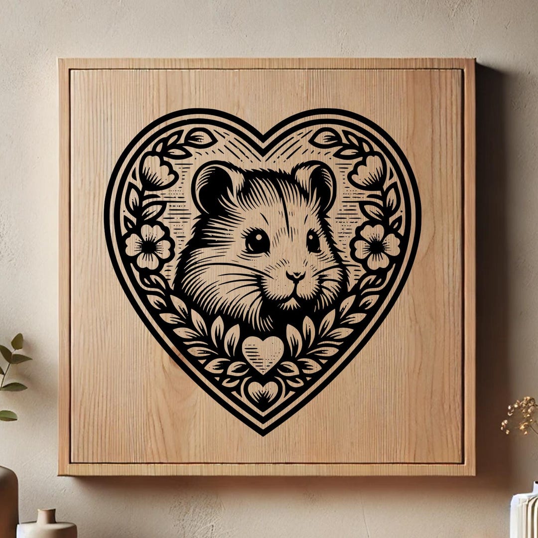 Curated visual reference: Visual Reference: Hamster Heart Svg Cutting Digital File Love Laser Wood Engraving
