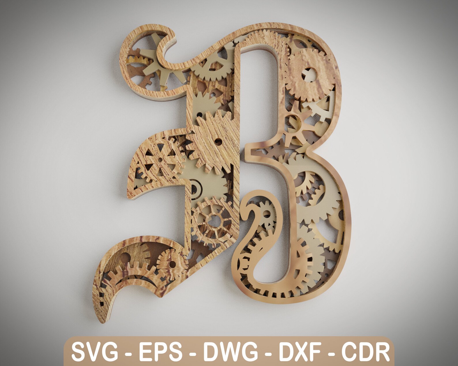 Layered Letter B - 5 Layers - Steam Punk Alphabet Gears - Wall Art ...