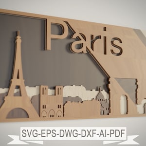 Layered Paris wallart - PARIS wall art- Wall Art - Glowforge svg,dxf,dwg,ai - Cutting, laser cut, mandala  layered svg - cut svg