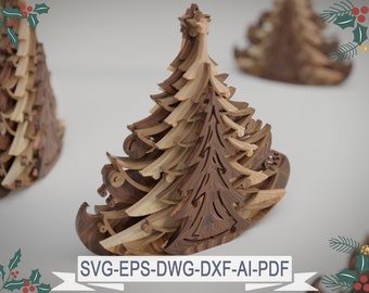 Christmas Trees - 9 layers Decoration Crafting - svg,dxf,dwg,ai - Cutting, laser cut, layered svg