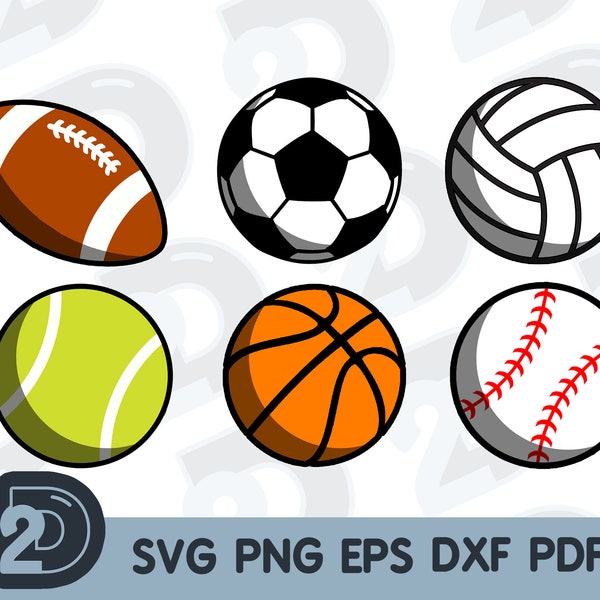 Sports Balls - 6 Balls - SVG - Clipart - Svg Png Eps Dxf Pdf - Craft - 2Dworld