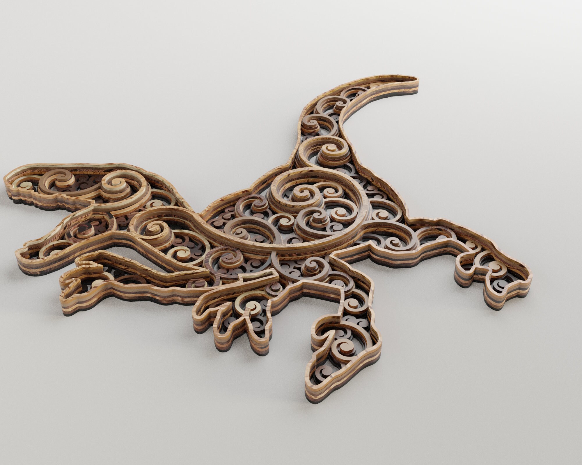 Mandala Raptor Layered RAPTOR - MANDALA - Wall Art - Svg,dxf,dwg,ai - Cutting, Laser ...