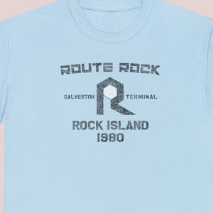 Chicago, Rock Island & Pacific Railroad T-Shirt | Vintage ROCK Train Shirt | Rock Island Retro Logo Railfan Apparel | Blue | Standard Fit