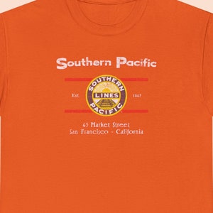 Orange Southern Pacific Railway Daylight 
train t-shirt