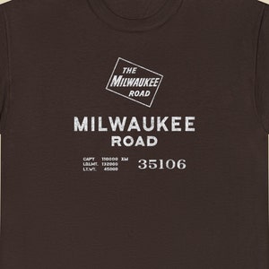 Milwaukee Road train t-shirt, boxcar, train gifts, train shirt, train gifts for men, train enthusiast, train t shirt - MILW - Brown