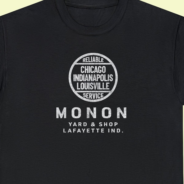 Monon Railroad T-Shirt | MON Train Shirt, Train Lover Gift & Railroader Shirt | Vintage Railroad Retro Logo T-Shirt | Black | Standard Fit