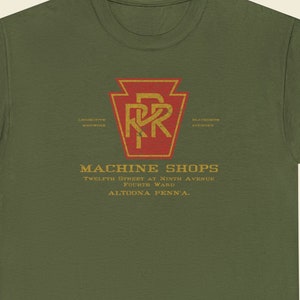 Olive Pennsylvania Railroad train t-shirt made just for rail fans