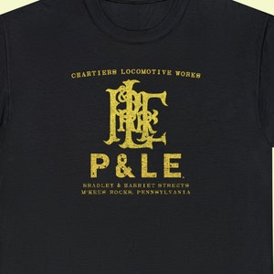 Pittsburgh and Lake Erie Railroad T-Shirt | PLE Train Shirt & Vintage Railroad Apparel for Railfans | "Wrought Iron" | Black | Standard Fit