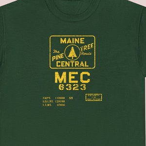 Maine Central Railroad T-Shirt | MEC Pine Tree Route Train Shirt | Vintage Logo Railroad Enthusiast Gift | Green | Standard fit