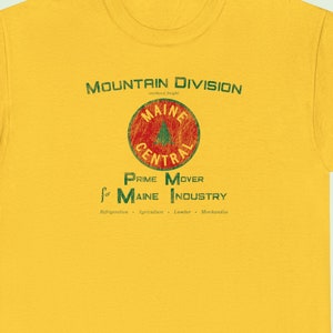 Simple straight-on product image of Yellow Maine Central Railroad t-shirt