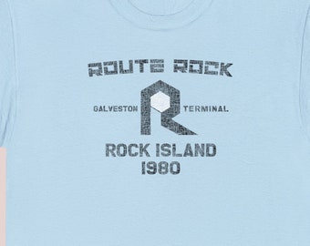 Chicago, Rock Island & Pacific Railroad T-Shirt | Vintage ROCK Train Shirt | Rock Island Retro Logo Railfan Apparel | Blue | Standard Fit