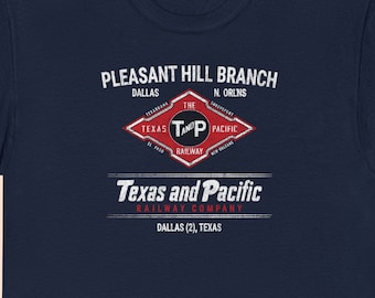 Texas and Pacific Railway T-Shirt | TP Train Shirt, Vintage Railroad Apparel & Gift for Train Lovers and Railfans | Blue | Standard Fit