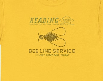 Reading Railroad - Reading Lines T-Shirt | RDG 'Bee Line' Vintage Railroad T-Shirt, Apparel & Railfan Gift | Yellow | Standard Fit