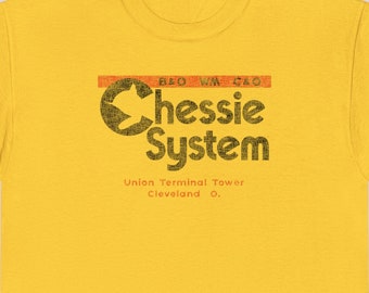 Chessie System Railroad T-Shirt | Classic CSRR Locomotive and Train Lover Gift | Vintage Railroad Apparel for Railfans | Gold | Standard Fit