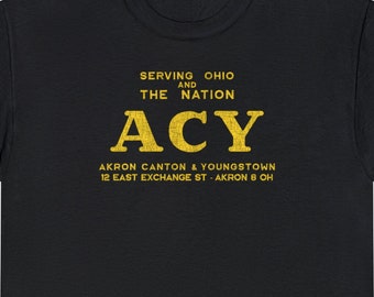 Akron Canton & Youngstown Railroad T-Shirt | ACY Retro Logo Train Lover Gift | Vintage Railroad Apparel for Railfans | Black | Standard Fit