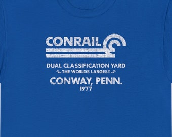 Conrail T-Shirt | Vintage CR Logo | Consolidated Rail Corp Conway Train Lover Gift | Retro Railroad T-Shirt | Royal Blue | Standard Fit