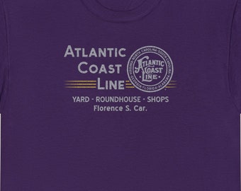 Atlantic Coast Line Railroad T-Shirt | ACL Retro Logo Train Lover Gift & Railroad Clothing For Railfans | Purple | Standard Fit