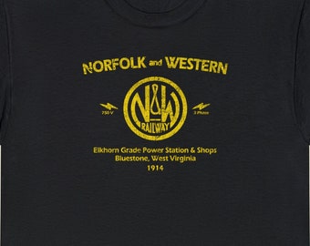 Norfolk & Western Railway T-Shirt | NW Train T Shirt and Vintage Railroad Apparel for Train Lovers and Railfans | Black | Standard Fit