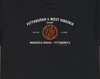 Pittsburgh and West Virginia Railway T-Shirt | PWV Train Lover Gift | Vintage Railroad Apparel & Railfan Gift | Black | Standard Fit