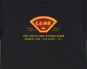 Lehigh & Hudson River Railway T-Shirt | LHR Train Shirt, Perfect Vintage Railroad Logo Train Lover Gift for Railfans | Black | Standard fit