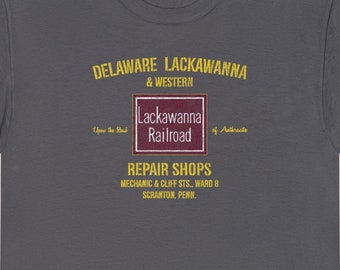 Delaware Lackawanna & Western Railroad T-Shirt | DLW Train Shirt for Railfans with Vintage Logo and Retro Style | Charcoal | Standard fit