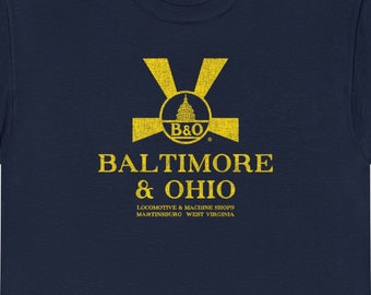 Baltimore and Ohio Railroad train tee shirt, train gifts, train shirt, train gifts for men, train lovers, train enthusiast - BO - Navy blue