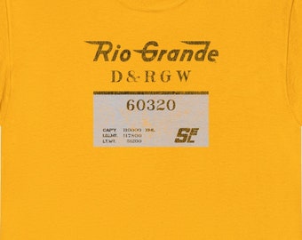 Denver & Rio Grande Western Railroad T-Shirt | DRGW Vintage Logo Train Shirt and Railroader Gift | Gold | Standard Fit