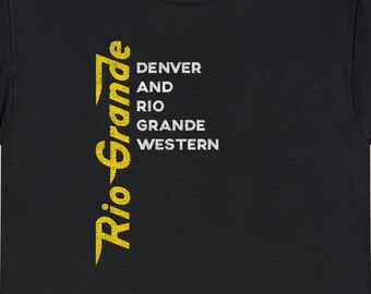 Denver & Rio Grande Western Railroad T-Shirt | DRGW Retro Logo Train Shirt for Railfans | Vintage Railroader Clothing | Black | Standard Fit