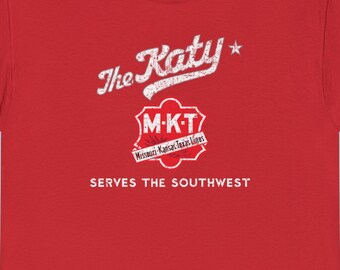 Missouri-Kansas-Texas Railroad T-Shirt | MKT "The Katy" Train Shirt & Vintage Railroad Apparel for Train Enthusiast | Red/Gray | Standard fi