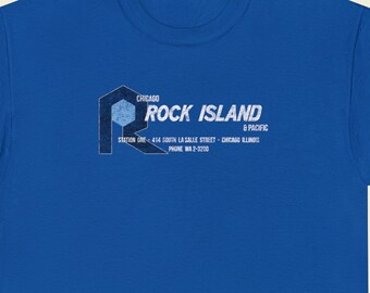 Chicago, Rock Island & Pacific Railroad T-Shirt | ROCK Vintage Railway Logo Tee for Train Enthusiasts and Railfans | Royal | Standard Fit