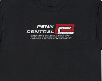 Penn Central Railroad T-Shirt | PC "Red P" Train Shirt, Vintage Railroad Logo Apparel & Train Lover Gift | Black/Green | Standard Fit