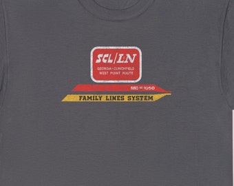 Family Lines System T-Shirt | Vintage SBD Seaboard System Railroad Shirt & Gift for Train Enthusiasts, Railfans | Charcoal | Standard fit