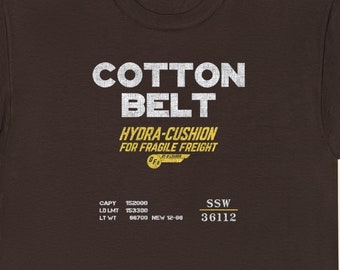 Cotton Belt - St. Louis Southwestern Railway T-Shirt | SSW Train Shirt, Railroad Gift & Retro Logo Vintage Apparel | Brown | Standard Fit