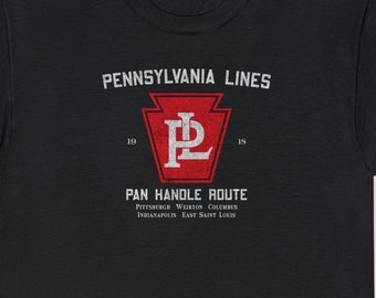 Pennsylvania Railroad T-Shirt | Classic PRR 'Lines West' Logo Shirt for Railfans & Train Lovers | Retro Railroad Tee | Black | Standard Fit