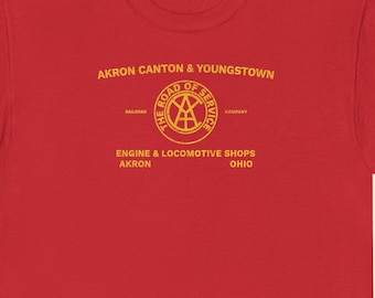 Akron Canton & Youngstown Railroad T-Shirt | ACY Train Shirt for Railfans | Vintage Retro Logo T-Shirt for Railfans | Red | Standard Fit