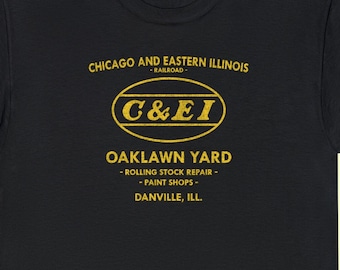 Chicago & Eastern Illinois Railroad T-Shirt | CEI Vintage Train Lover Gift for Railfans and Rail Enthusiasts | Black or Navy | Standard fit