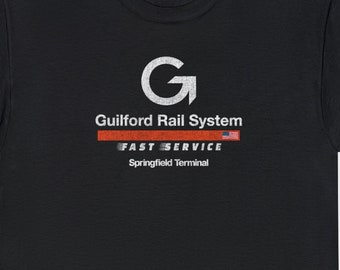 Springfield Terminal Railway T-Shirt | ST "Guilford G" Train Shirt, Vintage Railroad Memorabilia & Train Lover Gift | Black | Standard Fit