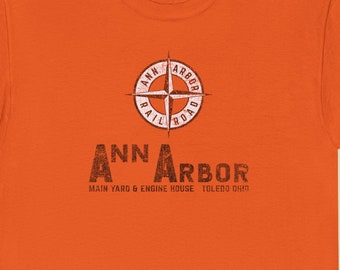 Ann Arbor Railroad T-Shirt | AA Train Shirt for Train Enthusiasts | Retro Logo | Railroad Clothing & Memorabilia | Standard Fit | Orange