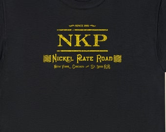 Nickel Plate Road T-Shirt | NKP Train Shirt & Gift for Railfans | Vintage Railroad Apparel | Black | Standard Fit