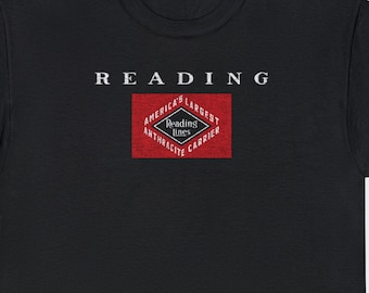 Reading Railroad - Reading Lines T-Shirt | RDG Anthracite Vintage Train Shirt for Railroaders & Train Enthusiasts | Black | Standard Fit