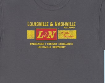 Louisville & Nashville Railroad T-Shirt | LN Vintage Railroad Train Shirt for Railroaders and Railfans | Gray or Navy | Standard fit