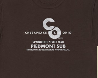 Chesapeake & Ohio Railway T-Shirt | CO Train Lover Gift | Boxcar Retro Logo Tee for Railroaders and Railfans | Brown | Standard Fit