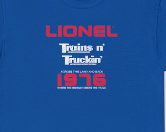 Lionel Trains N' Truckin' Railroad T-Shirt | Classic Lionel Railroad Clothing, Vintage Lionel Train Collector Gift | Blue | Standard Fit