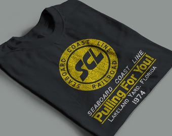 Seaboard Coast Line Railroad T-Shirt | SCL Train Shirt for Men & Women | Vintage Retro Logo | Railfan Gifts | Black | Standard Fit