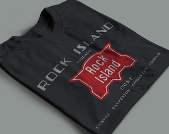Chicago, Rock Island & Pacific Railroad T-Shirt | Vintage Train Tee for Rock Island Railfans, ROCK Train Enthusiasts | Black | Standard Fit